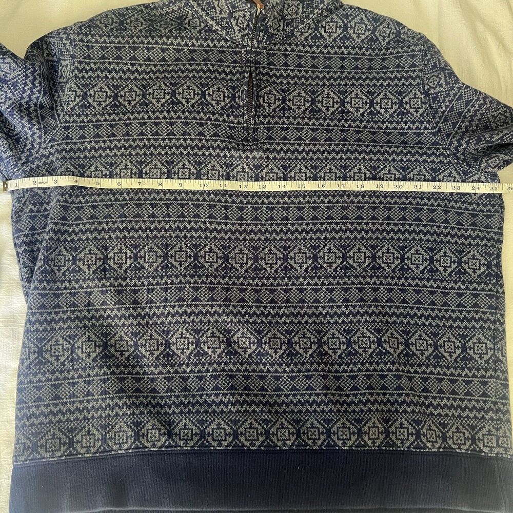 Lands End Mens 1/4 Zip Sweater Blue Fair Isle Print Sz XL - Picture 11 of 12